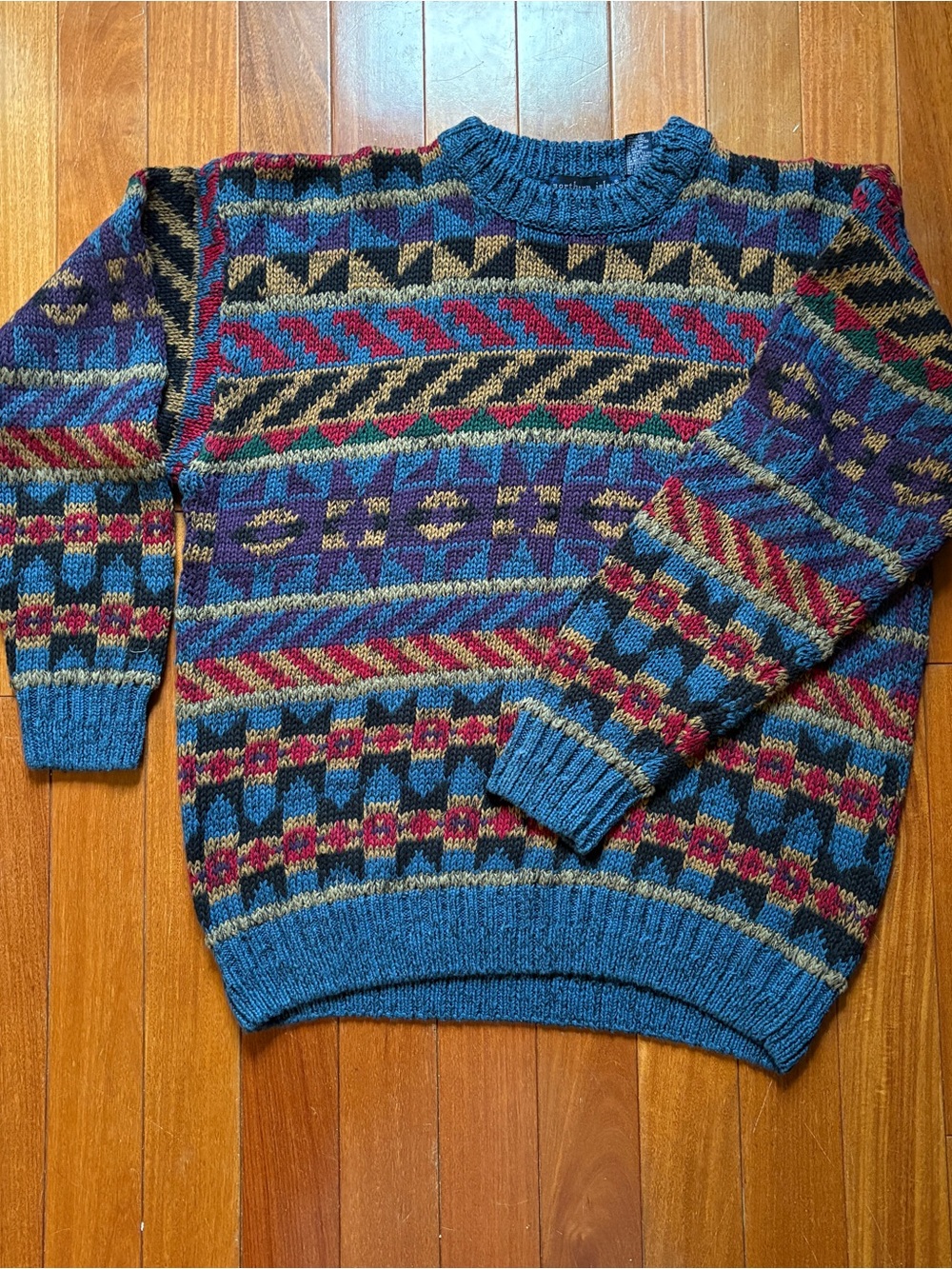 Vintage 80s 90s Northern Isles Knit Sweater Pullover Geometric Pattern Men’s XL
